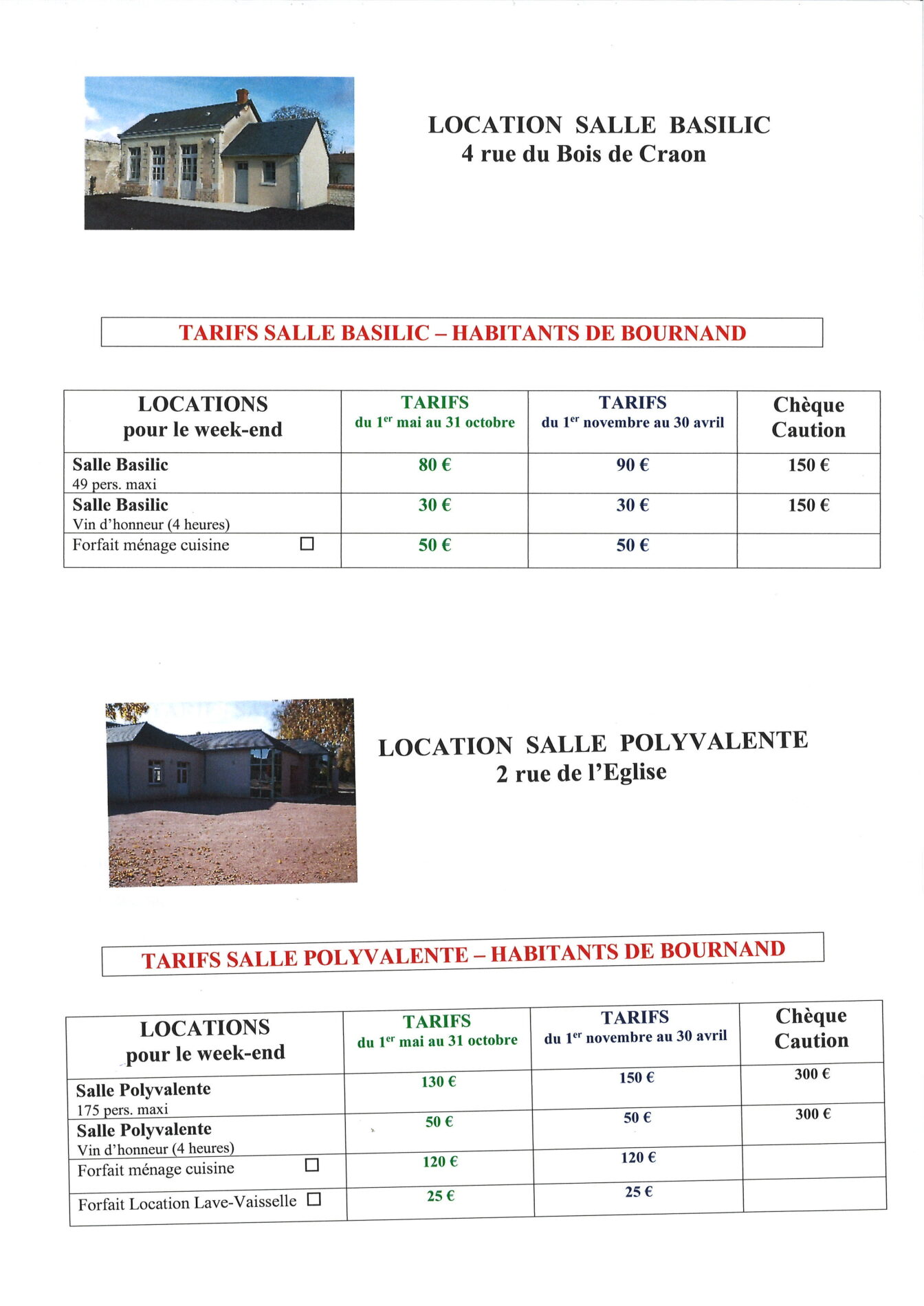 Lire la suite à propos de l’article Tarifs des salles