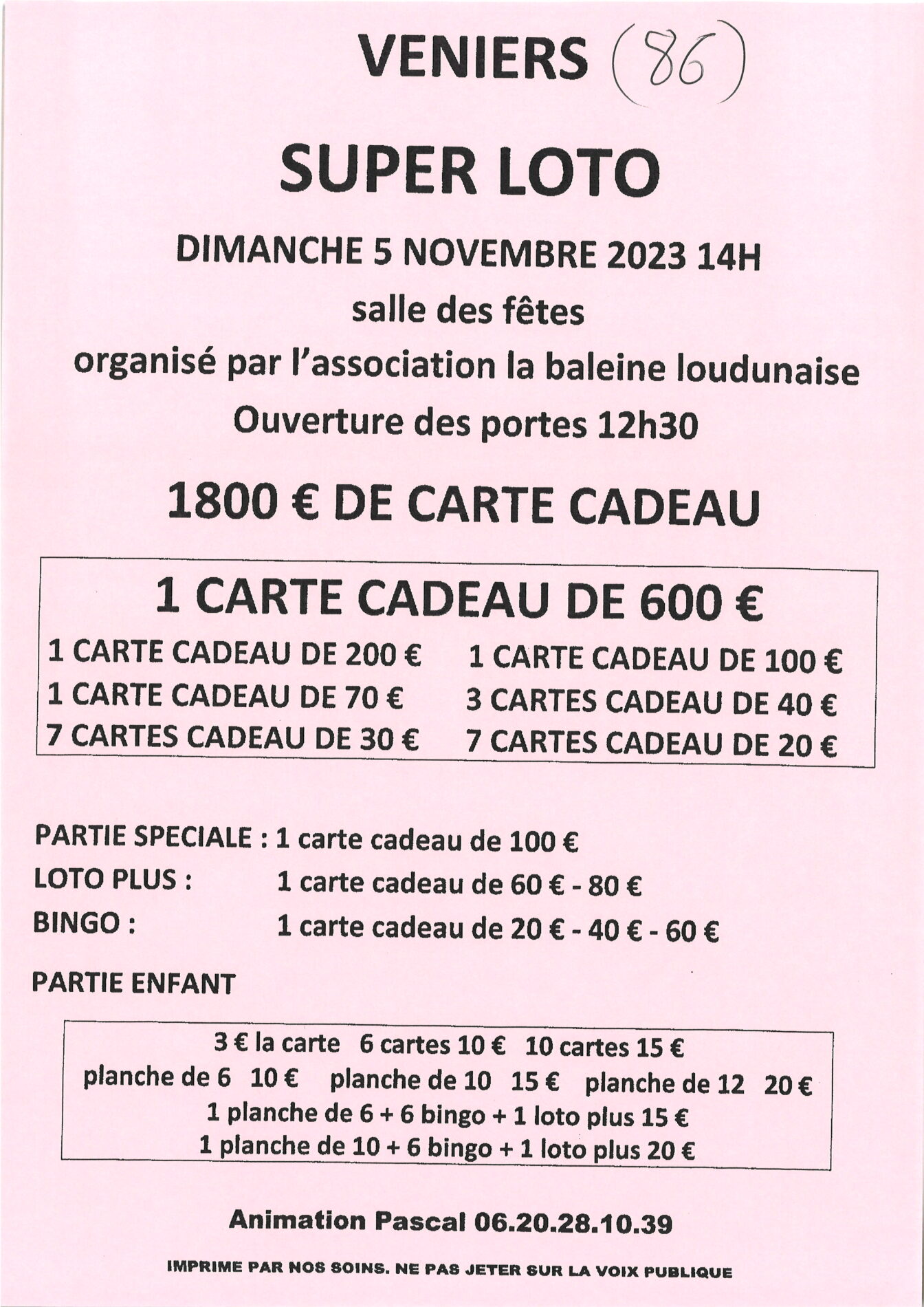 Lire la suite à propos de l’article LOTO à Véniers -86