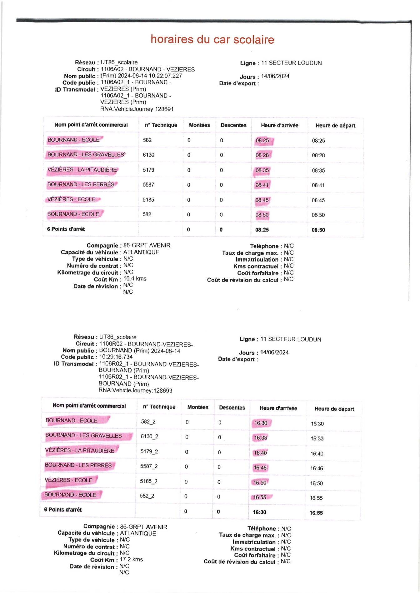 Lire la suite à propos de l’article Horaires du car scolaire