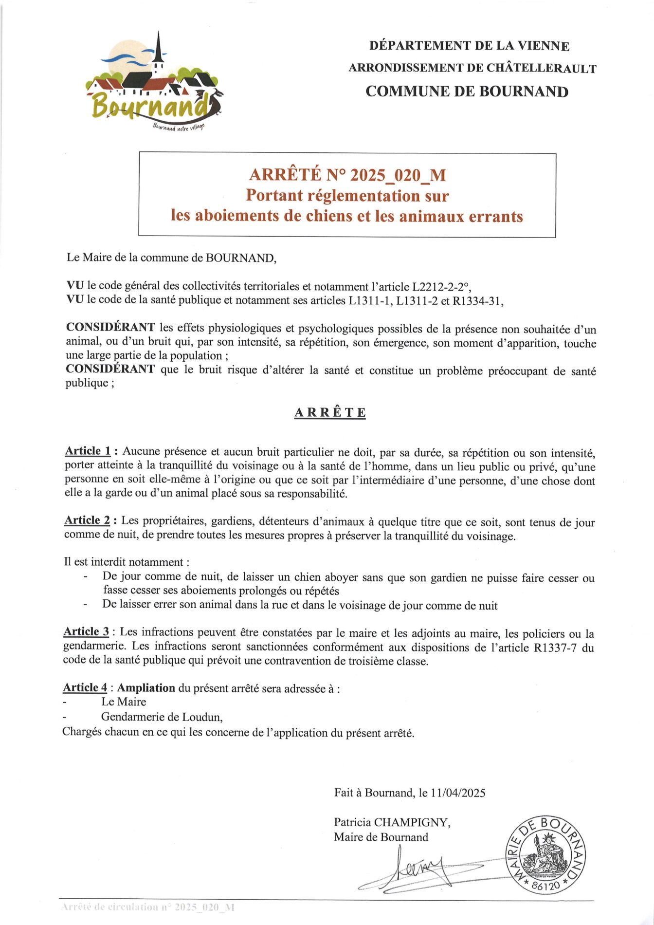 You are currently viewing Arrêté sur les Aboiements et animaux errants