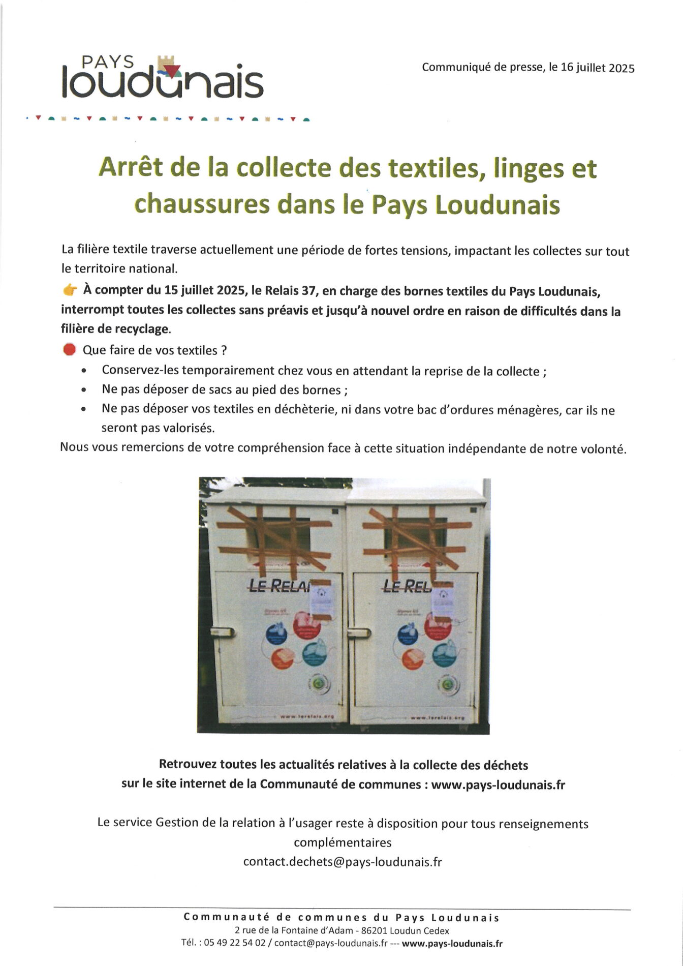 You are currently viewing Arrêt de la collecte des textiles