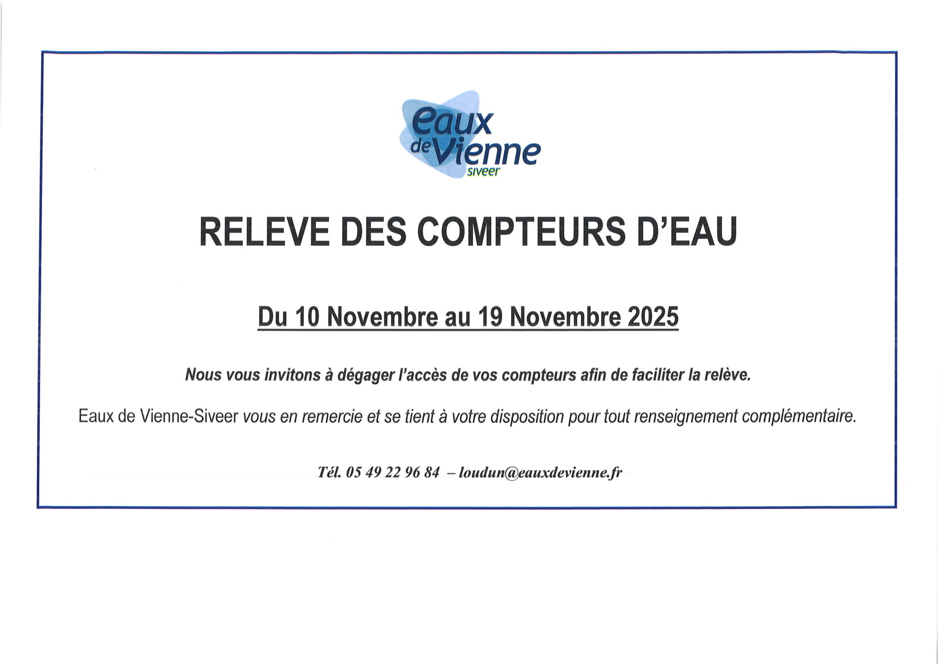 Lire la suite à propos de l’article Relevés des compteurs d’eau