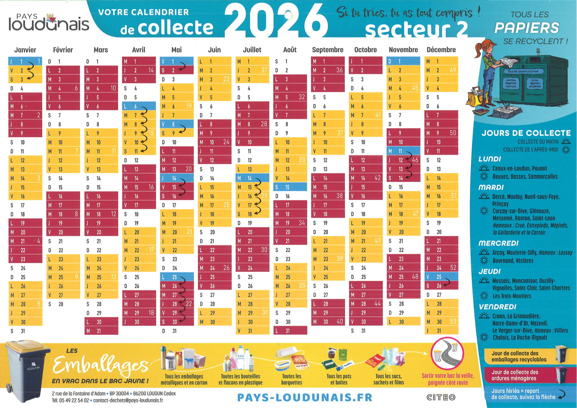 Lire la suite à propos de l’article Calendrier collecte 2026